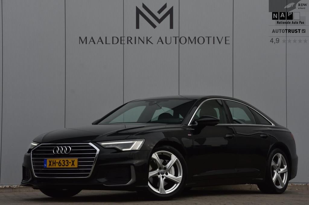 Audi A6 Limousine 45 TFSI Sport S-Line 3x, NAP Dealer onderh, Auto's, Audi, Gebruikt, 4 cilinders, Leder en Stof, Zwart