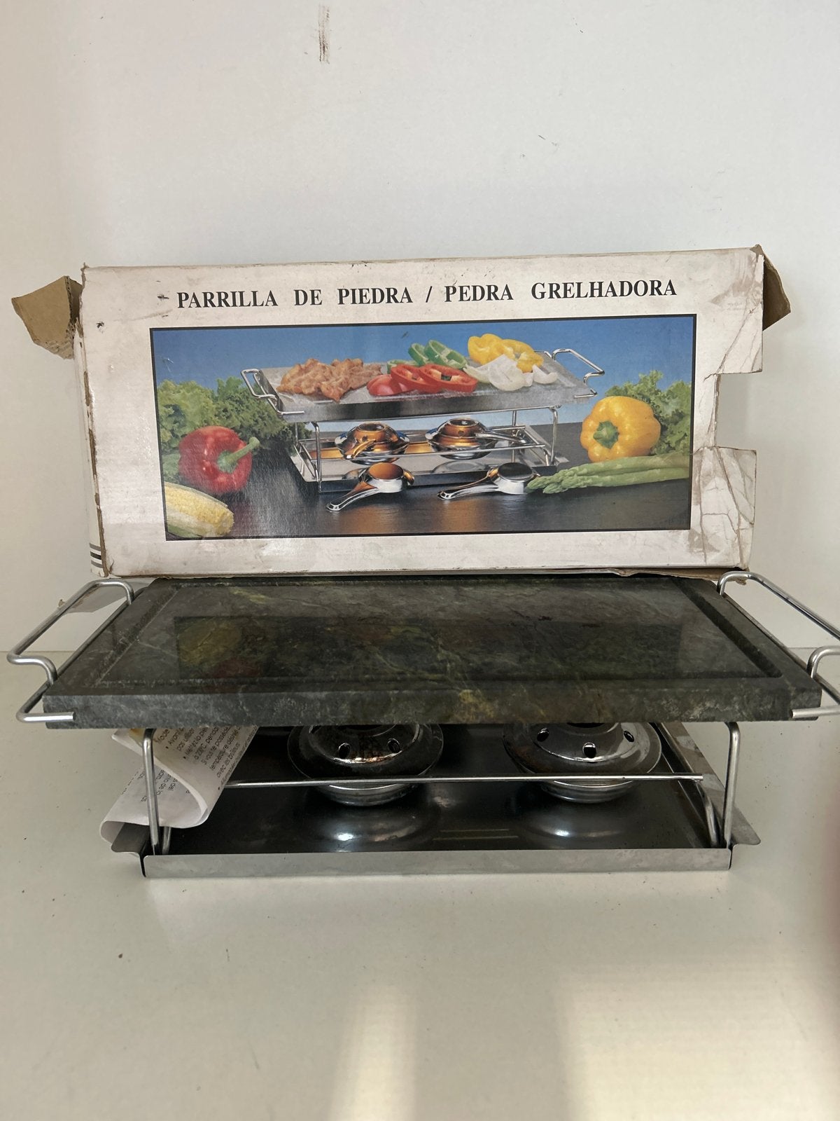 Steengrill / Raclette set met branders, Ophalen of Verzenden, Zo goed als nieuw, Minder dan 4 personen