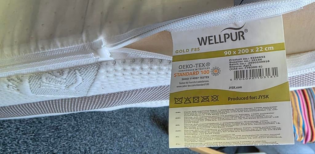 Nieuwe Matras Wellpur Gold F85, Huis en Inrichting, Ophalen, Nieuw, Eenpersoons, 90 cm