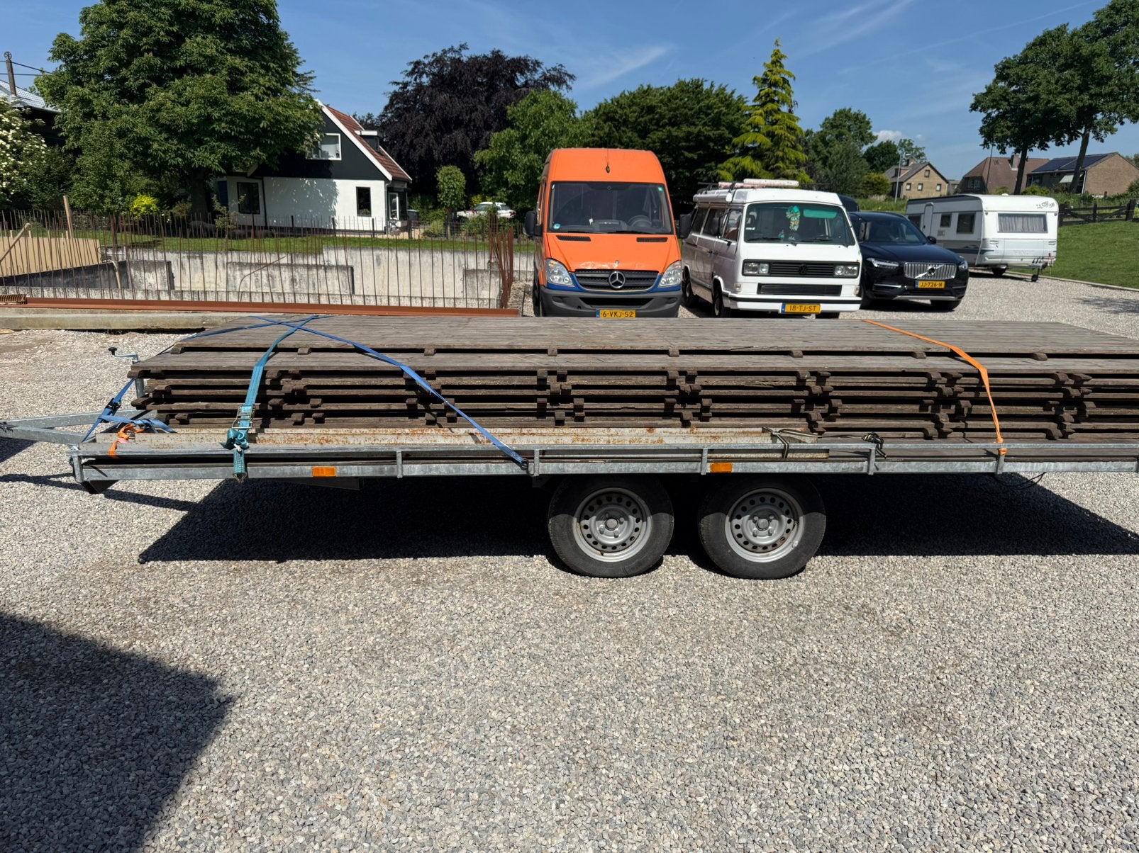 Aanhanger plateauwagen te koop Plateau 2,5 bij 5 meter, Ophalen of Verzenden, Zo goed als nieuw