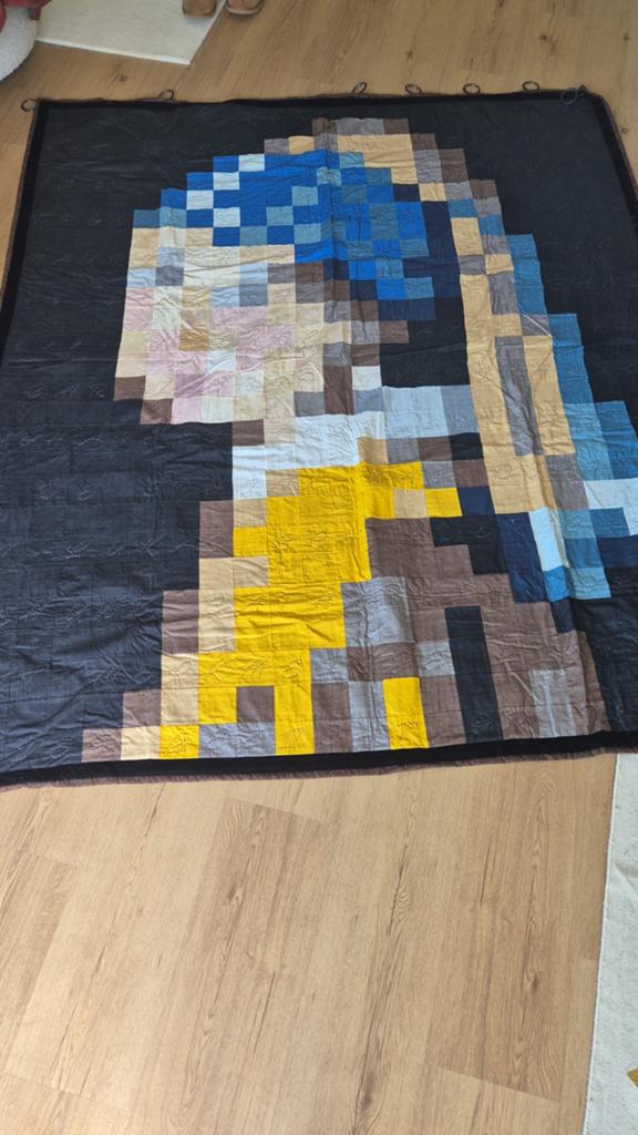 Quilt, plaid of wandkleed meisje met de Parel.   Teab, Ophalen, 150 tot 200 cm, Rechthoekig, Nieuw