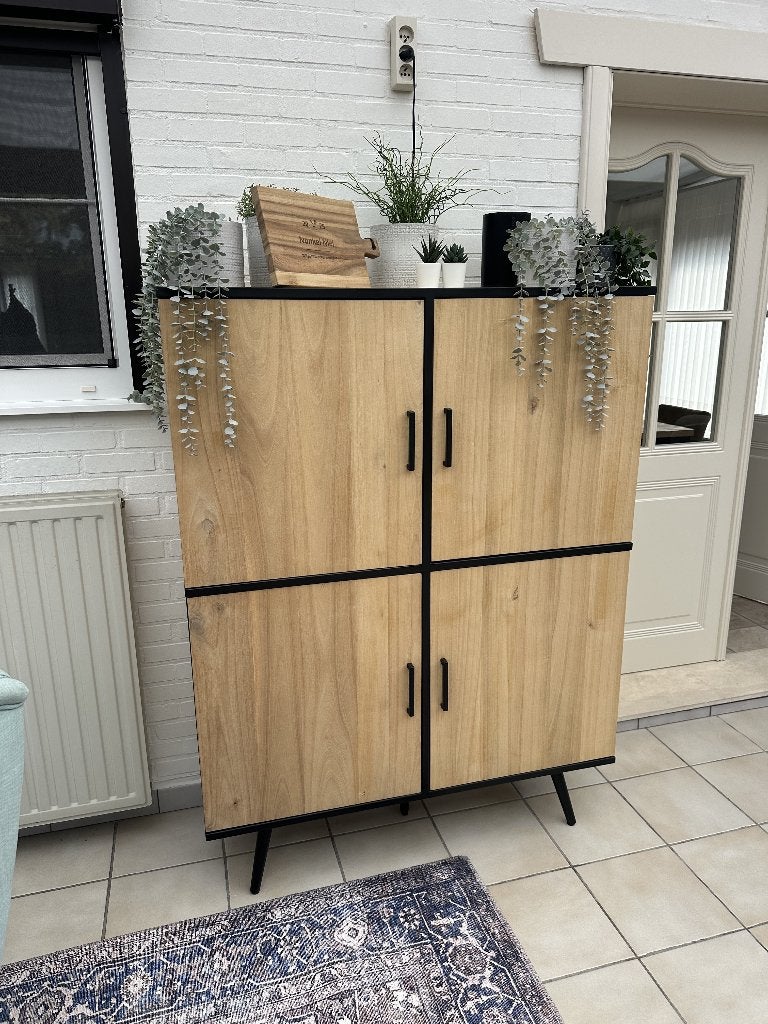 Xooon Kinna bergkast 4 deuren — tramwood smoked, Ophalen, Zo goed als nieuw, Minder dan 150 cm, Minder dan 100 cm