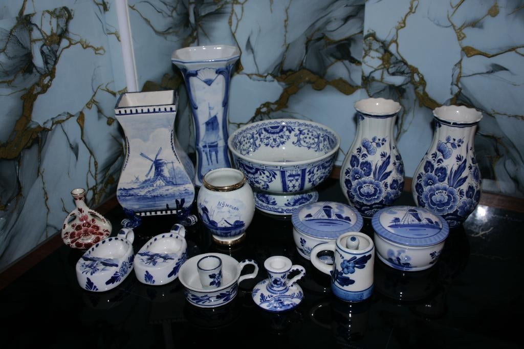 Verzameling Delfts/Boch Amst./Blauw-Wit Porselein, Antiek en Kunst, Antiek | Porselein, Ophalen of Verzenden