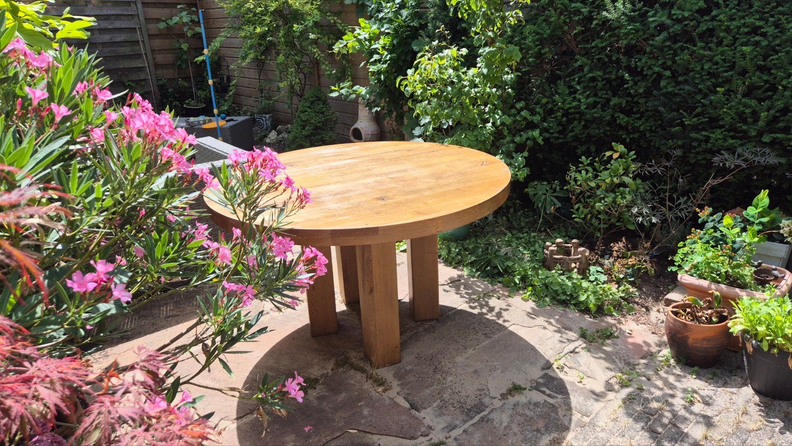 Ronde landelijke stijl eettafel 130cm, Huis en Inrichting, Tafels | Eettafels, Ophalen, Gebruikt, Landelijk, Vijf personen of meer