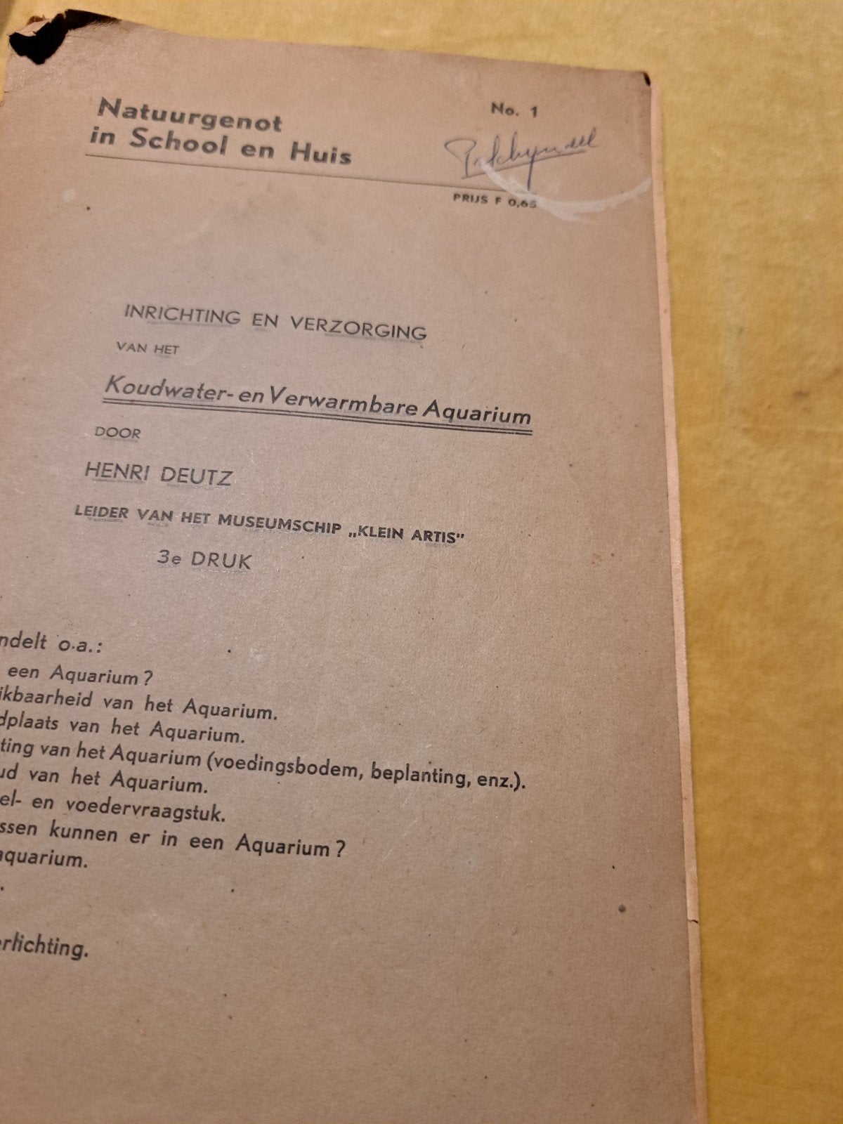 Natuurgenot in School en : Koudwater- en Verwarmbare Aquariu, Ophalen of Verzenden, Gelezen, Henri Deutz