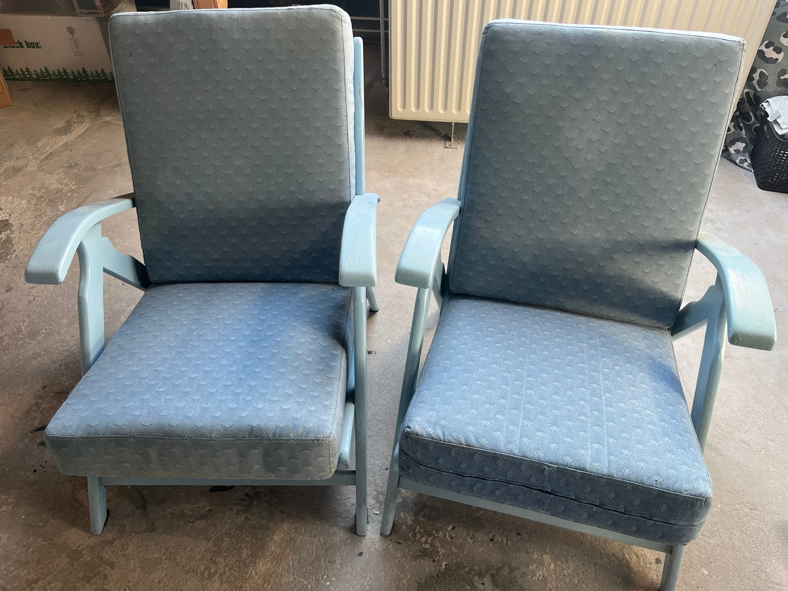 Twee leuke stoelen, opknappers, Huis en Inrichting, Stoelen, Ophalen, Gebruikt, Twee, Blauw