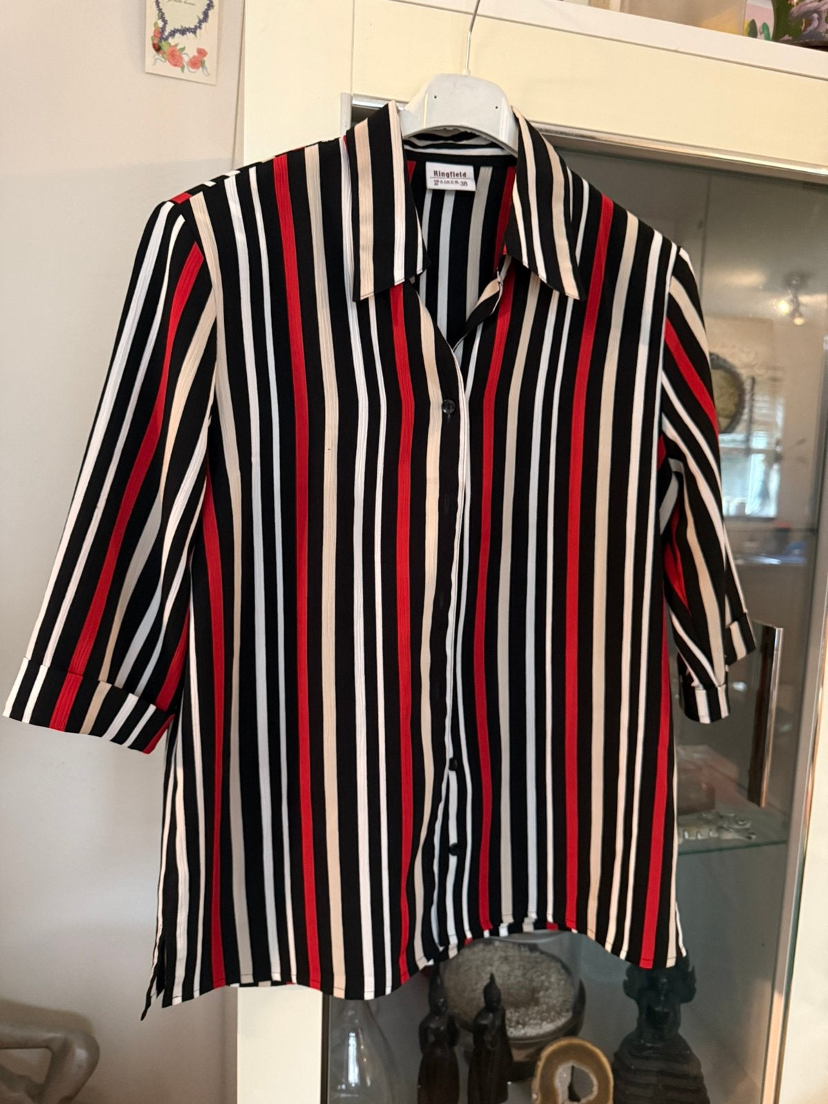 Kingfield gestreepte blouse maat 38/40, Kleding | Dames, Ophalen of Verzenden, Zo goed als nieuw, Maat 38/40 (M), Zwart