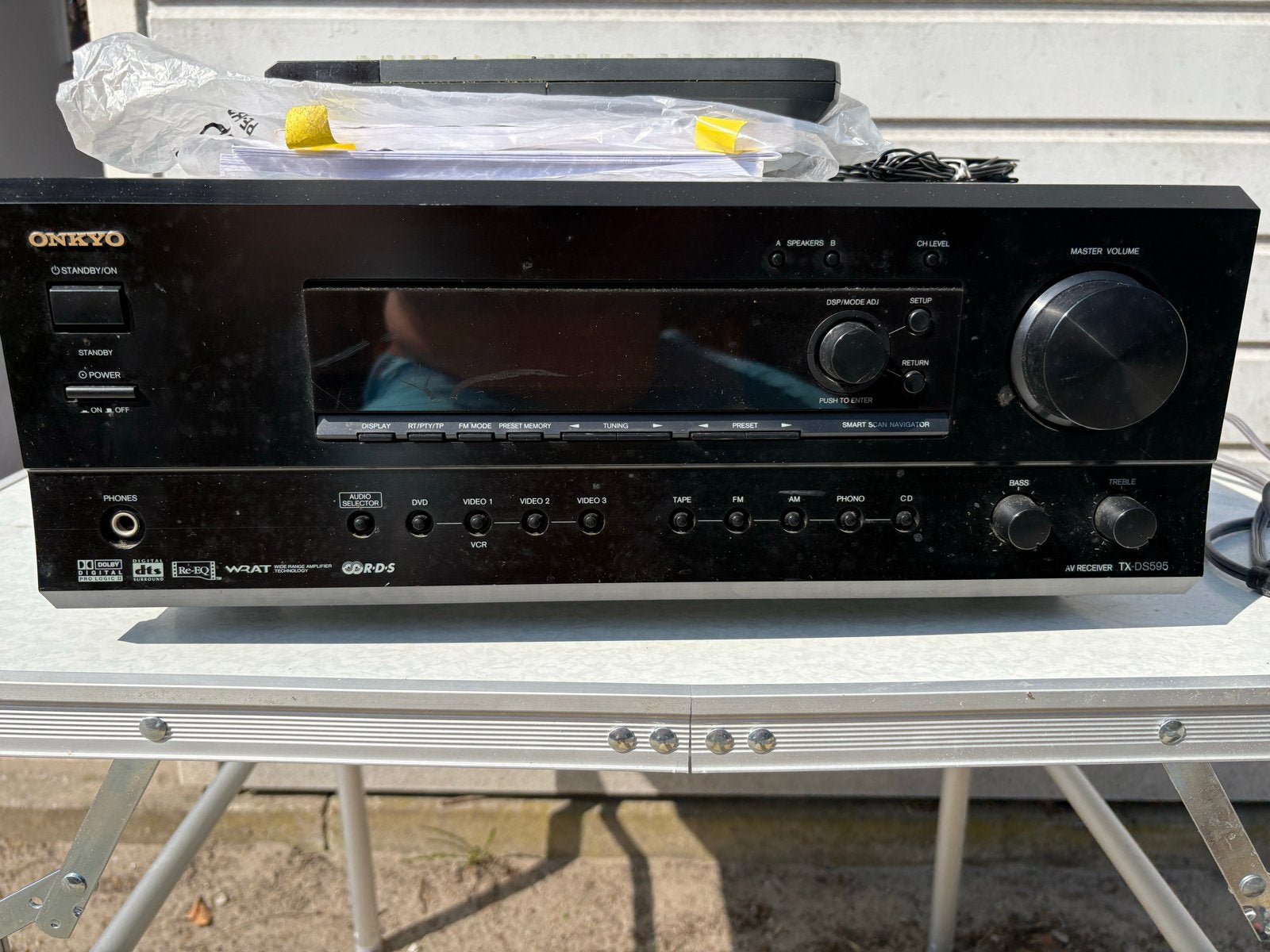 Onkyo TX-DS595(B) AV Receiver met afstandsbediening, Ophalen, Gebruikt, 120 watt of meer, Onkyo