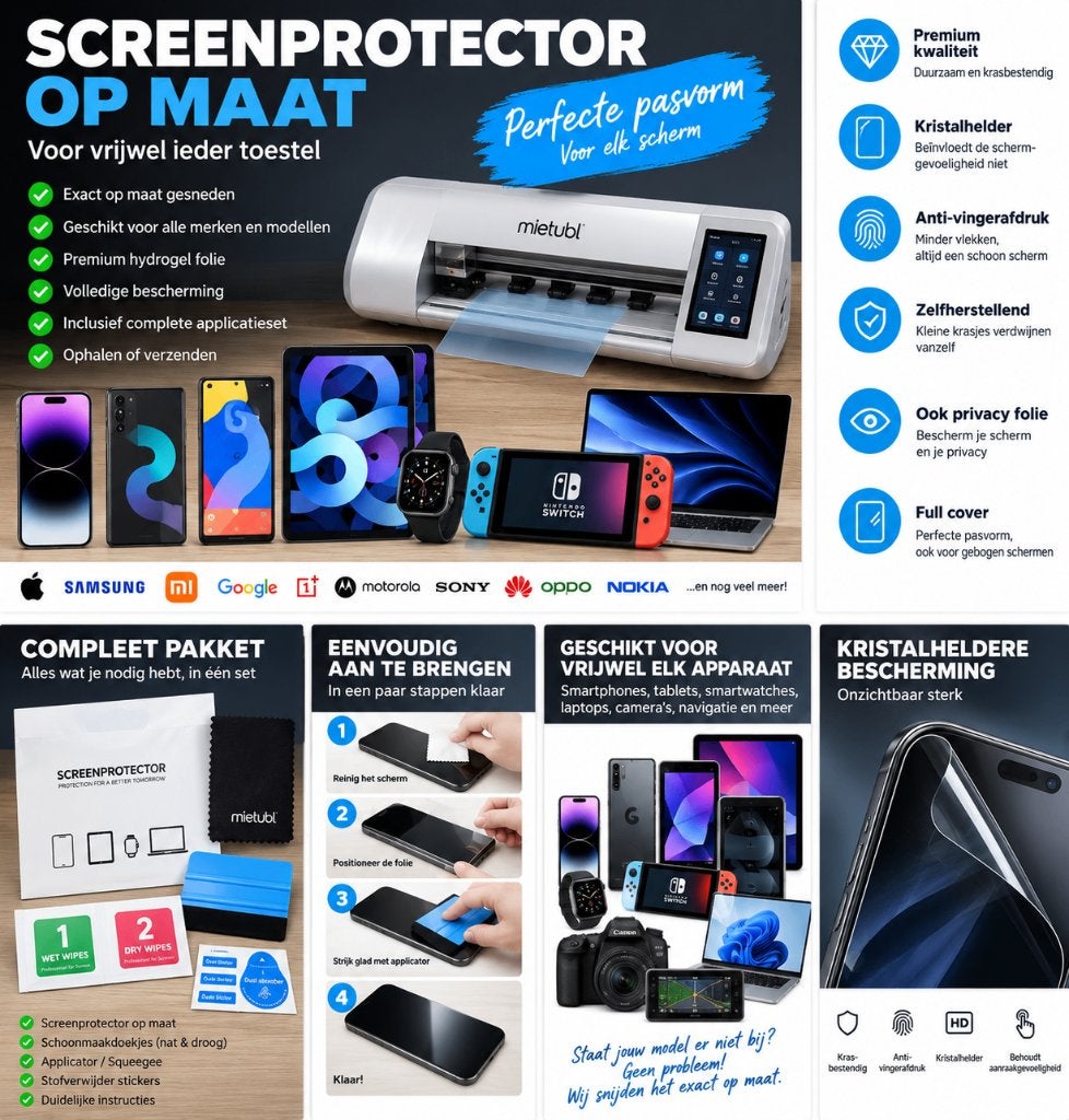 Screenprotector op maat | Alle telefoons | Hydrogel folie, Telecommunicatie, Mobiele telefoons | Toebehoren en Onderdelen, Ophalen of Verzenden
