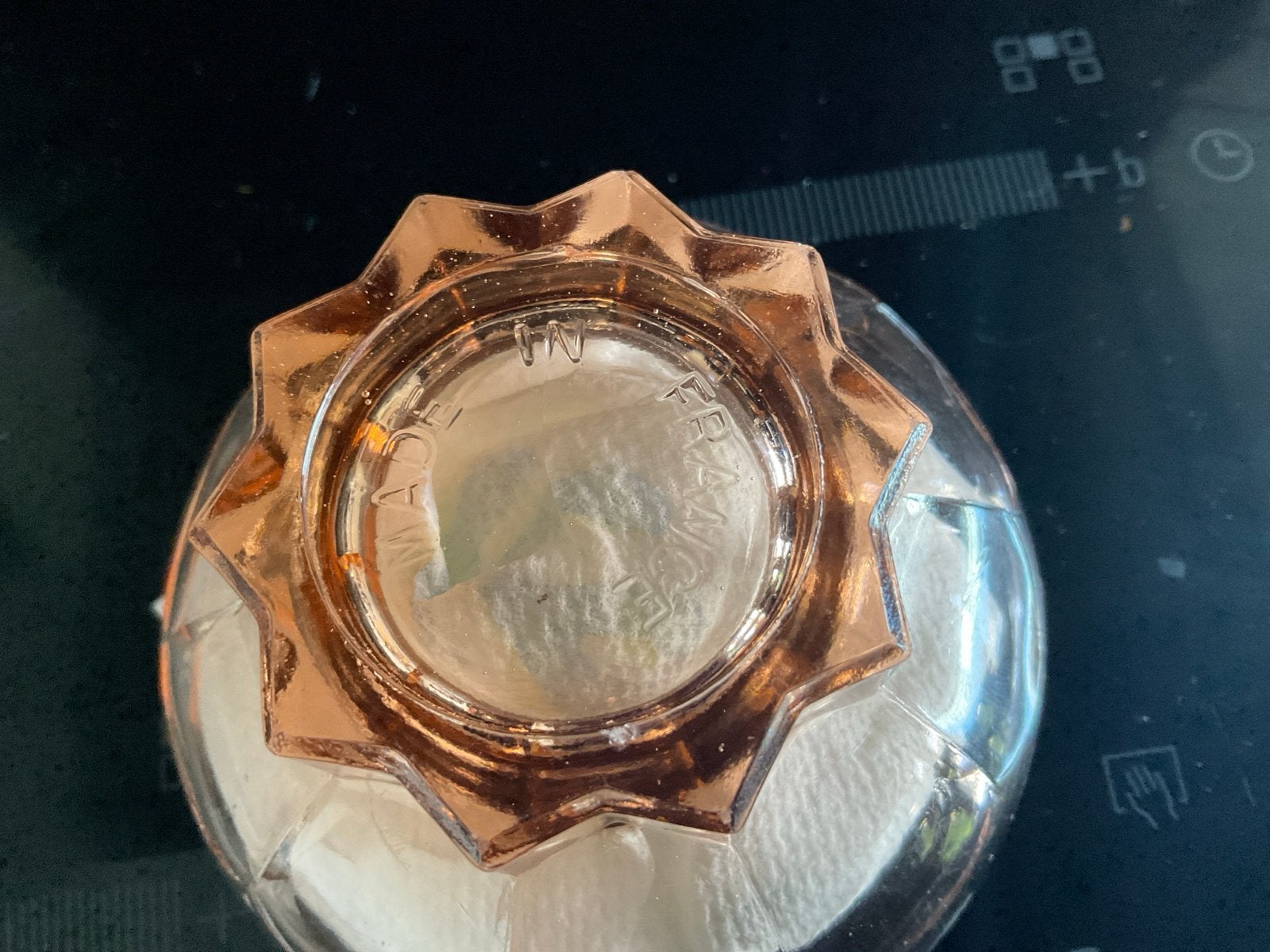 Set van 6 roze glazen schaaltjes 'Made in France', Antiek en Kunst, Antiek | Glas en Kristal, Ophalen of Verzenden