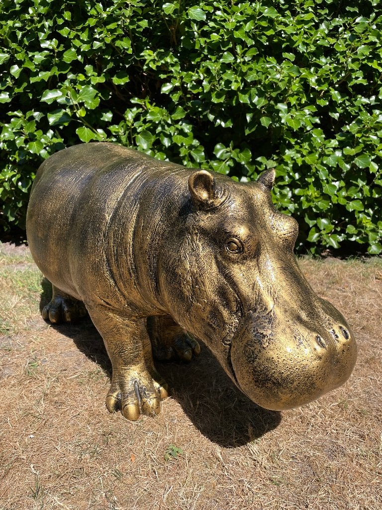 Beeld Nijlpaard, hippo, vijver, tuin, dierentuin 90 cm, Tuin en Terras, Tuinbeelden, Ophalen, Nieuw, Kunststof, Dierenbeeld