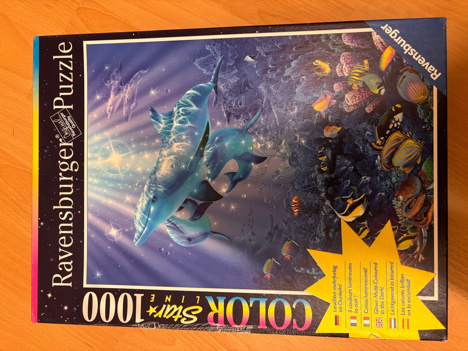Ravensburger Color Star Line 1000 stukjes dolfijnen puzzel, Hobby en Vrije tijd, Ophalen of Verzenden, 500 t/m 1500 stukjes, Gebruikt