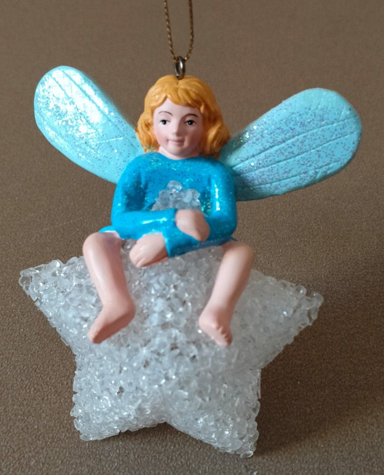 Vintage Hema Kerst ornament  engel in het blauw op ster, Diversen, Verzenden, Zo goed als nieuw