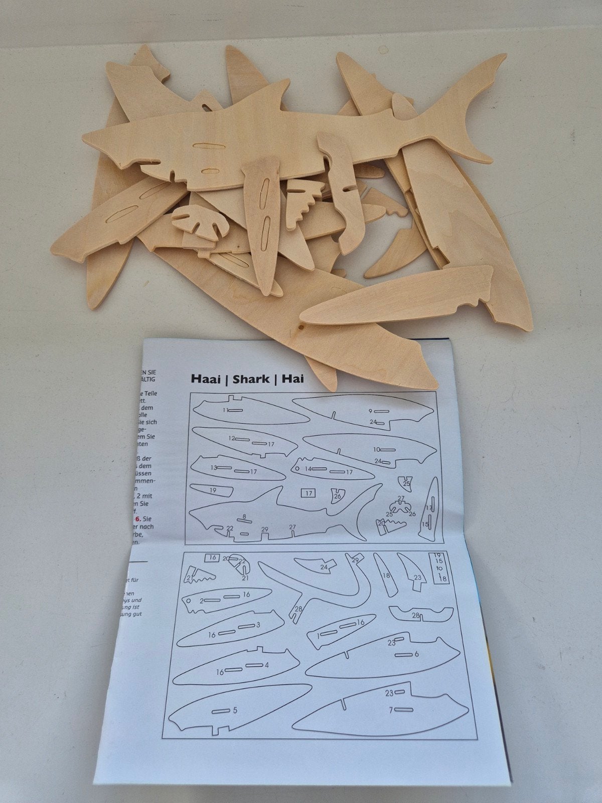 Houten 3D Puzzel Haai - Bouwpakket, Hobby en Vrije tijd, Ophalen of Verzenden, Nieuw, 1:50 tot 1:144
