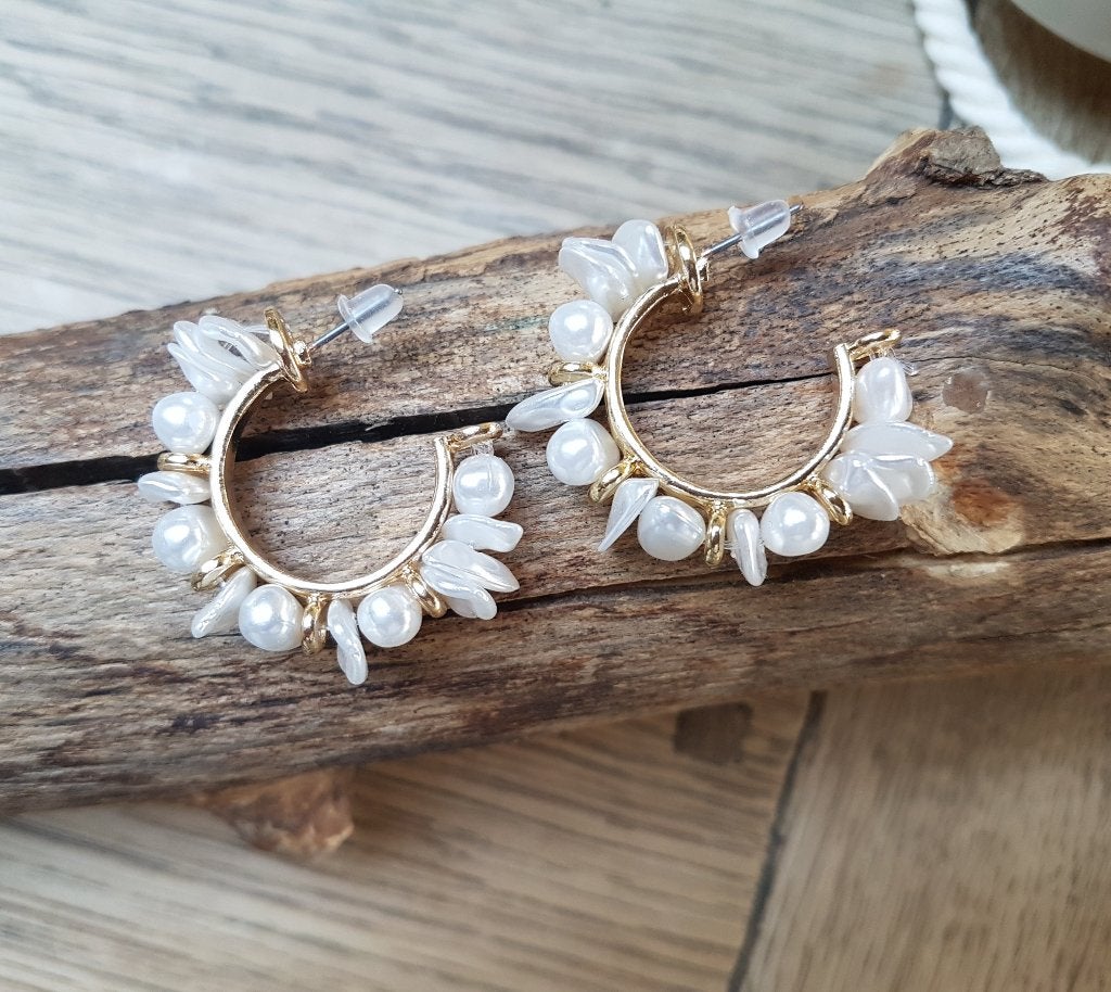Barok Parel Hoop Oorbellen, Sieraden, Tassen en Uiterlijk, Oorbellen, Overige materialen, Overige kleuren, Verzenden, Nieuw