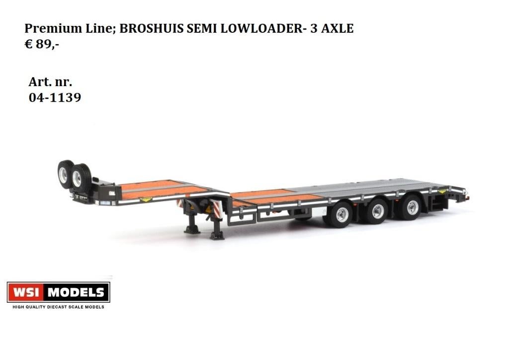 WSI Models premium line broshuis semi lowloader 3 axle, Ophalen of Verzenden, Nieuw, Bus of Vrachtwagen, NZG