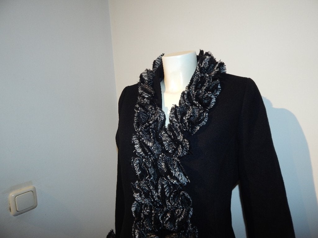 Anne Fontaine chique jas wol zwart stoffen bloemen erop 44, Kleding | Dames, Zwart, Maat 42/44 (L), Zo goed als nieuw, Anne Fontaine