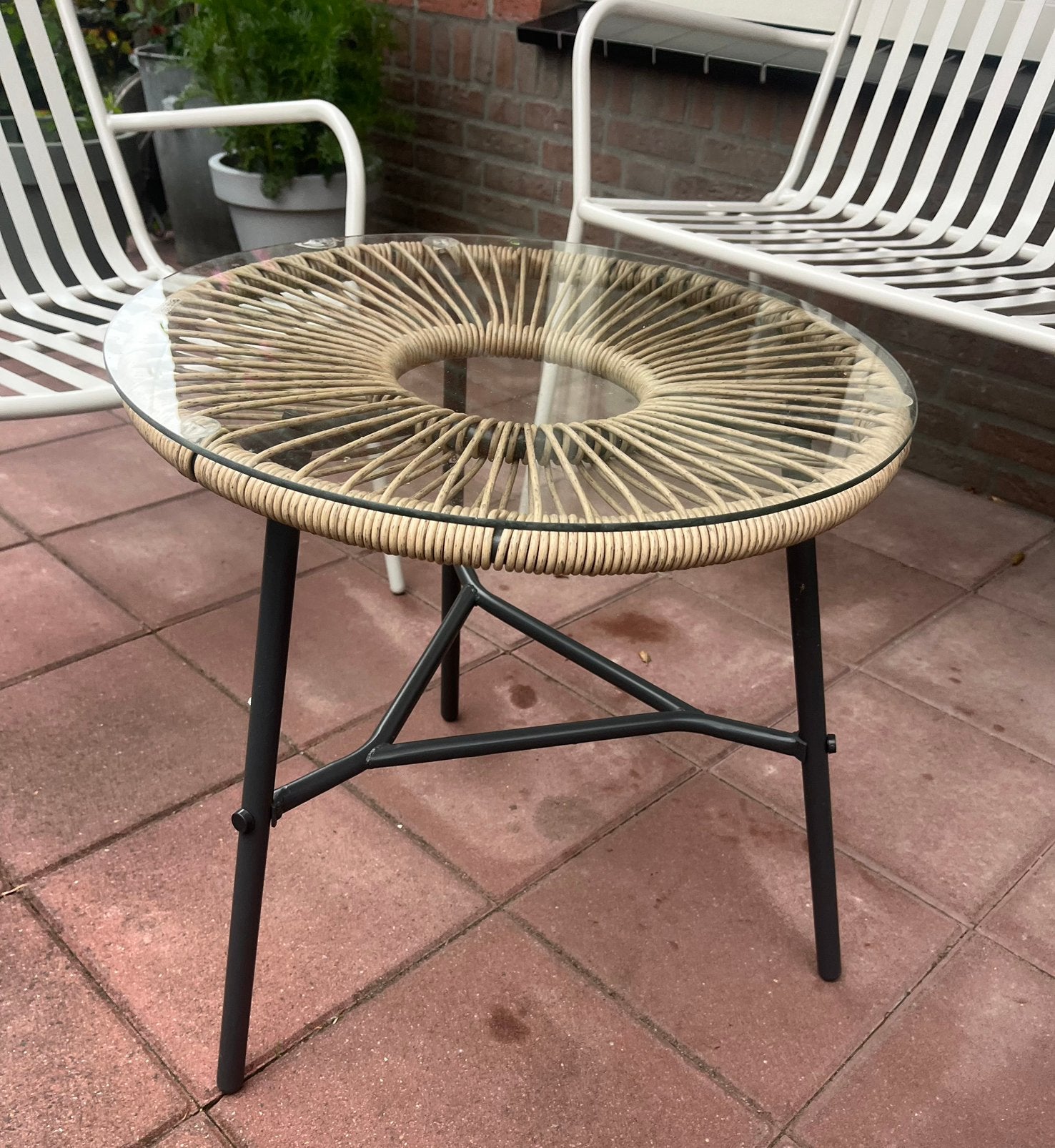 Bijzettafeltje(tuin), Tuin en Terras, Ophalen of Verzenden, Zo goed als nieuw, Aluminium, 2 zitplaatsen