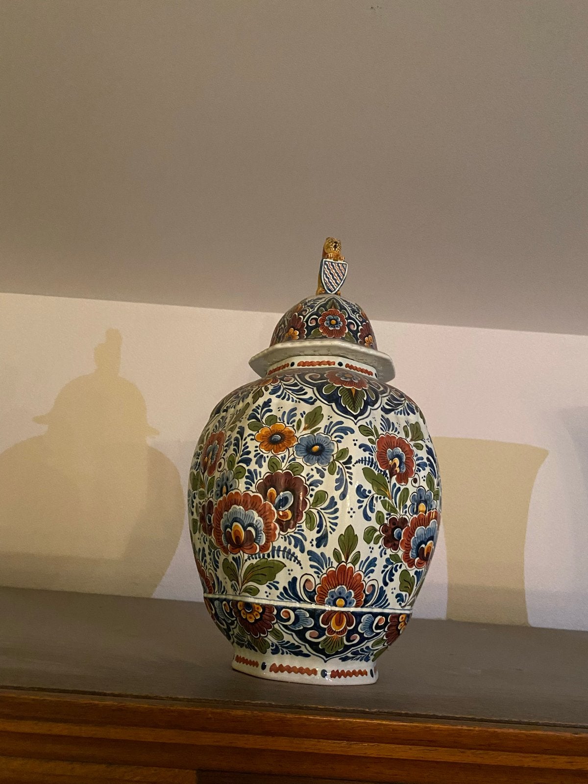 Prachtig Delfts Blauw Bloemenpatroon Gemberpot en Vazen Set, Antiek en Kunst, Ophalen