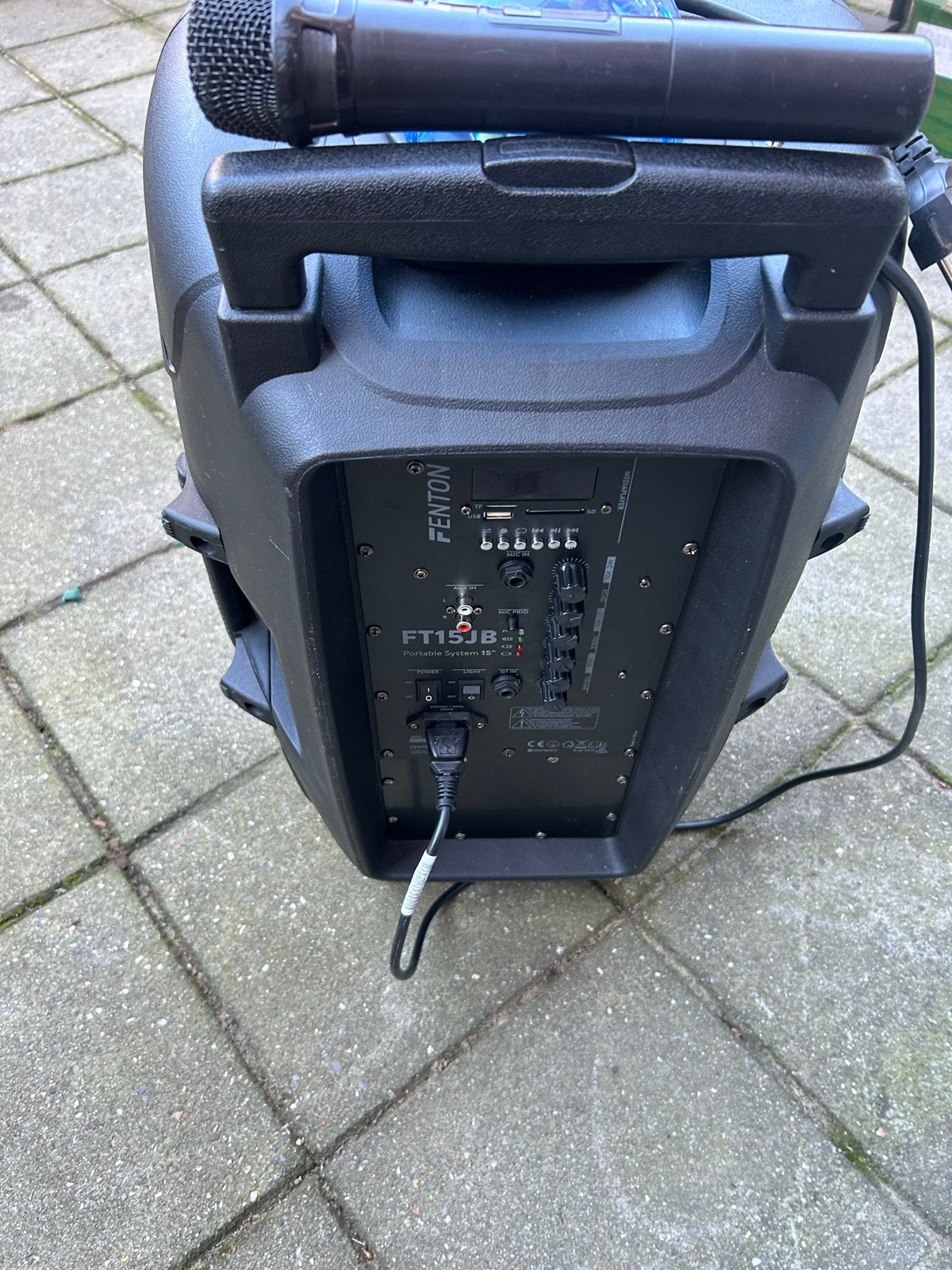 Fenton FT15B Party Speaker met Microfoon en Lichteffecten, Party speaker, Zo goed als nieuw, Bluetooth, Ophalen