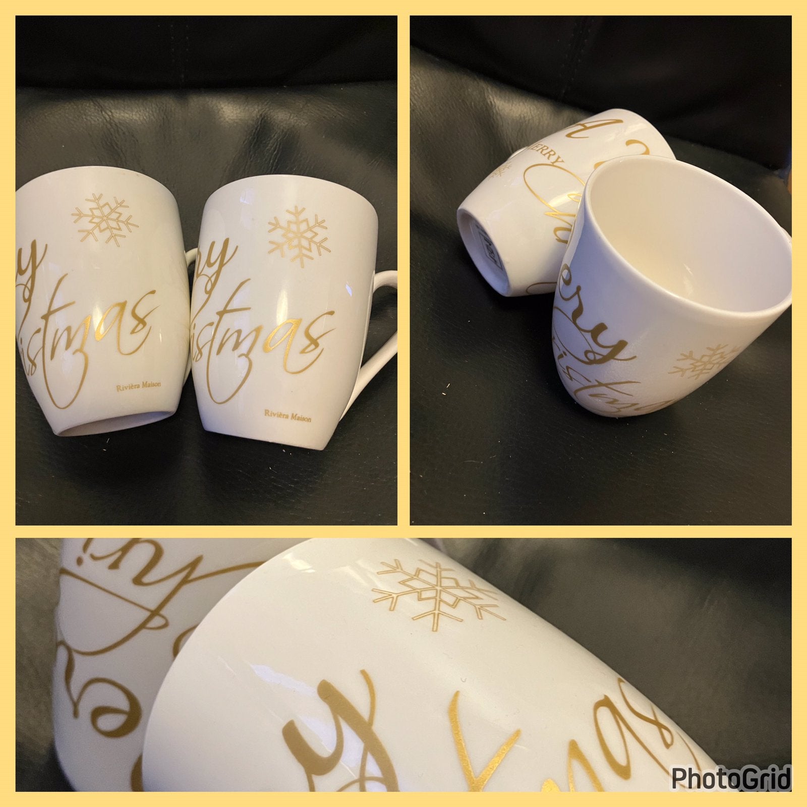 Nieuw=2x mokken kerst gouden tekst=Rivièra maison, Overige merken, Nieuw, Ophalen of Verzenden, Overige stijlen
