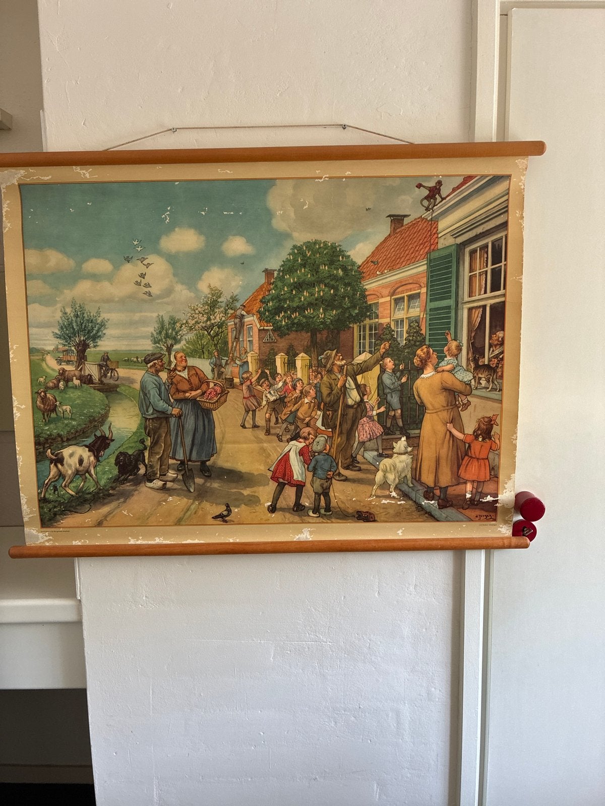 Vintage schoolplaat J.B. Wolters - Groningen (1932), Antiek en Kunst, Ophalen of Verzenden, Stad- en Dorpsgezichten