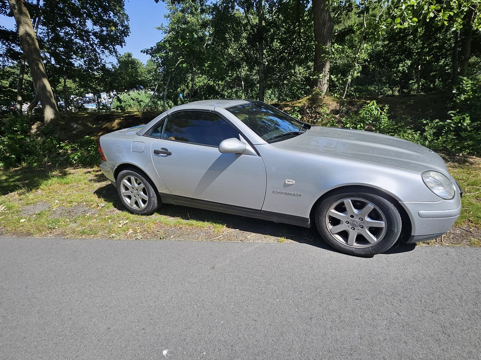 Mercedes-Benz SLK 2.3 Slk230 Kompr Roadster AUT 1997 Grijs, Auto's, Mercedes-Benz, Automaat, Achterwielaandrijving, 4 cilinders