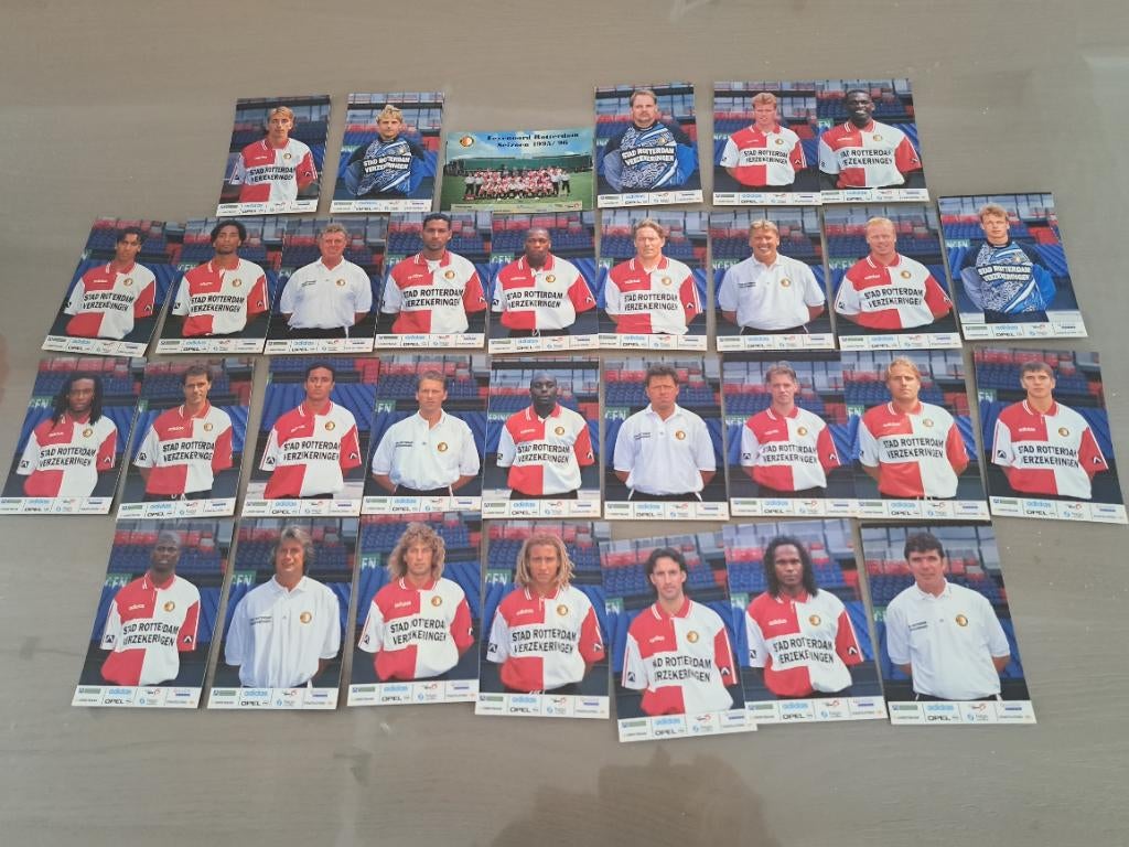31 fotokaarten Feyenoord 95-96, Verzenden, Zo goed als nieuw, Feyenoord