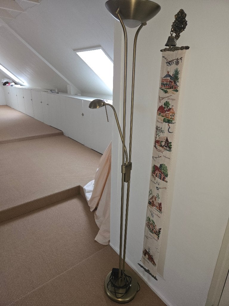 Stalamp in brons met leeslamp, Ophalen, Gebruikt, Klassiek, Metaal