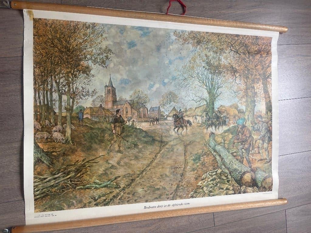 Oude schoolplaat brabantsdorp, Antiek en Kunst, Antiek | Schoolplaten, Ophalen, Geschiedenis