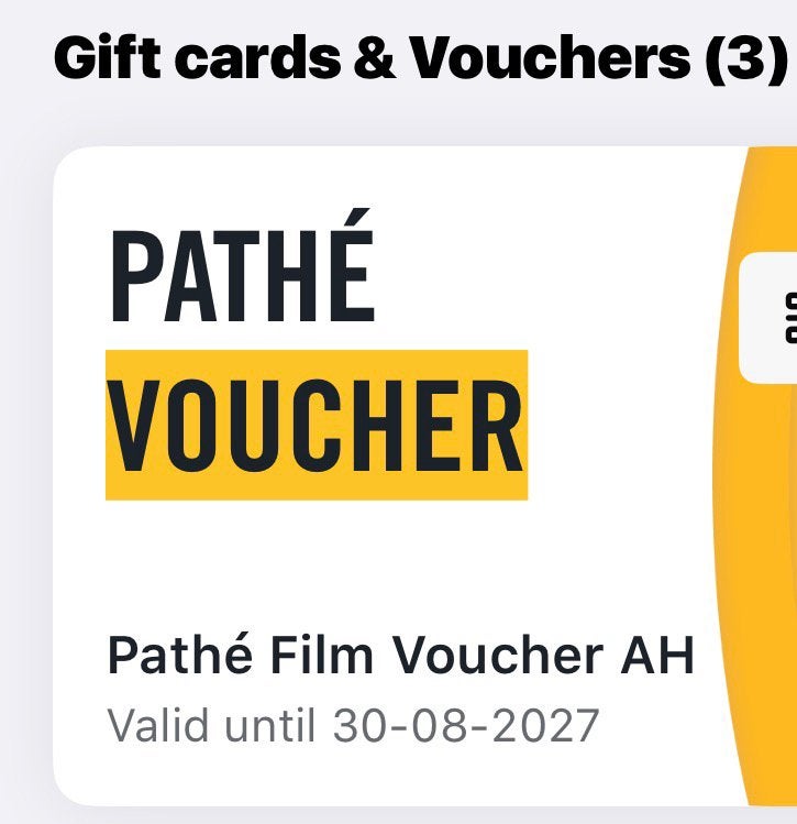 Pathe film voucher (prijs per stuk ), Tickets en Kaartjes, Eén persoon, Cadeaubon