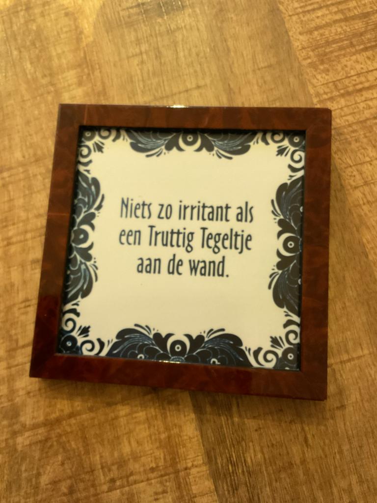 Leuk tegeltje met spreuk - 17 x 17 cm, Meerkleurig, Steen/keramiek, Ophalen of Verzenden, Zo goed als nieuw