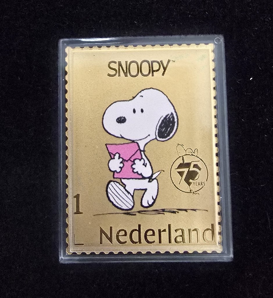 Gouden postzegel Snoopy / Peanuts - 75 jaar, Ophalen of Verzenden, Na 1940, Postfris