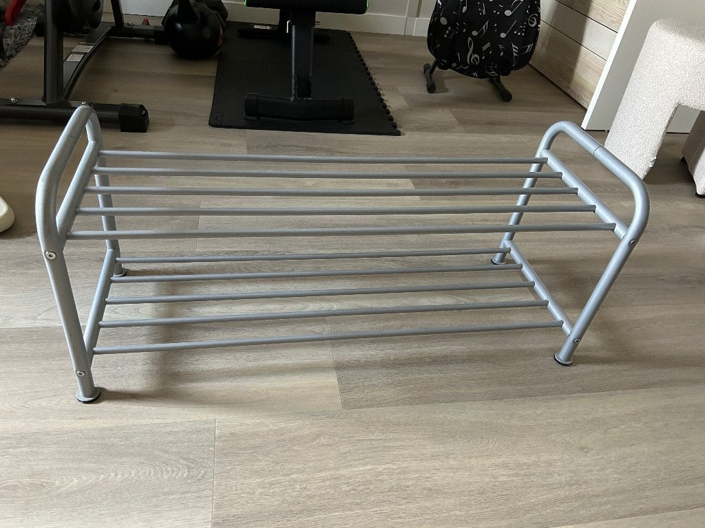 Metalen schoenenrek – zilverkleurig, Ophalen, Gebruikt
