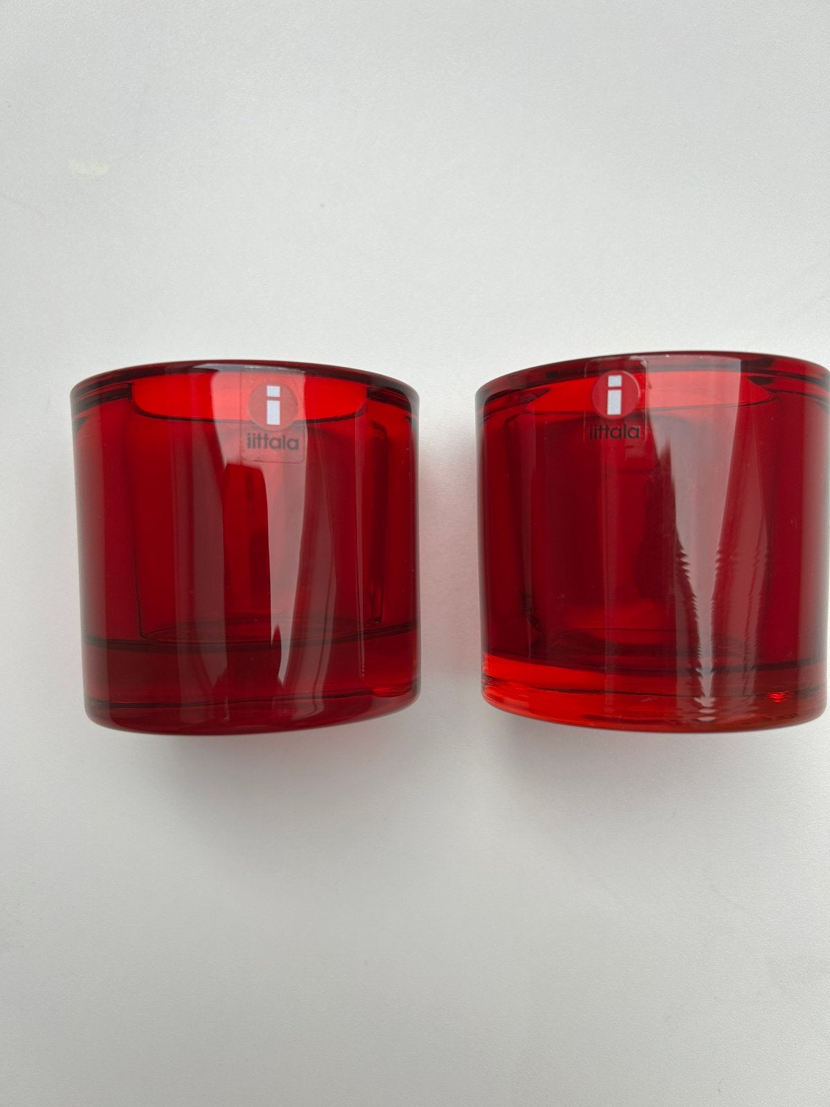 2 iittala kivi waxinelichtjes rood 6 cm, Ophalen of Verzenden, Zo goed als nieuw, Rood, Iittala