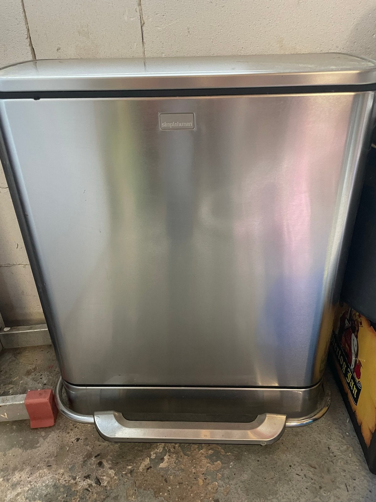 Simplehuman prullenbak, 2 vakken, RVS, pedaal, Ophalen, Gebruikt, Met pedaal, 40 liter of meer