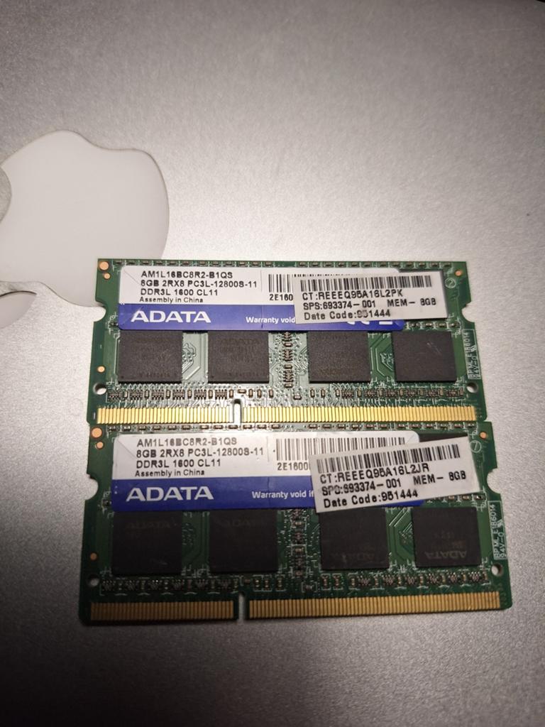 2x ADATA 16GB (2x8GB) DDR3L 1600MHz RAM Geheugen, Computers en Software, RAM geheugen, Gebruikt, Server, 8 GB, DDR3
