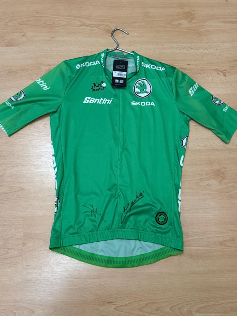Gesigneerde Groene Trui Tour de France 2022 Wout van Aert, Overige maten, Ophalen of Verzenden, Zo goed als nieuw, Hardlopen of Fietsen
