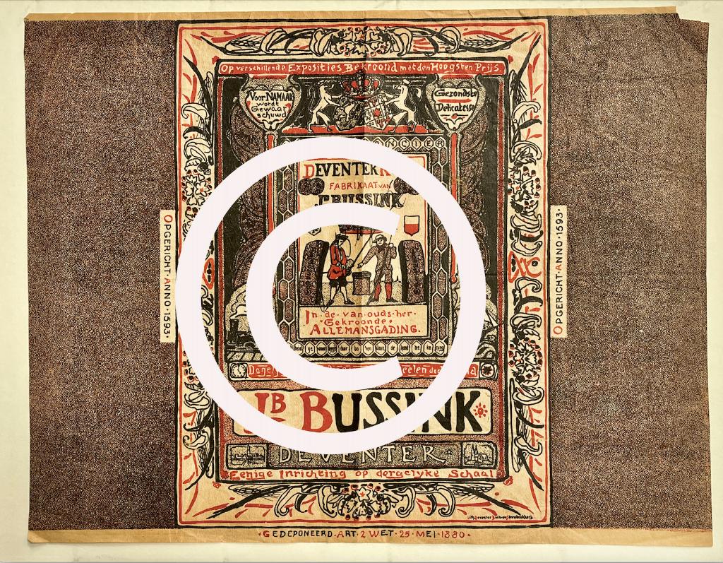 Papierwikkel J. Bussink Deventer Koek 1930, Verzamelen, Merken en Reclamevoorwerpen, Ophalen of Verzenden, Gebruikt, Verpakking