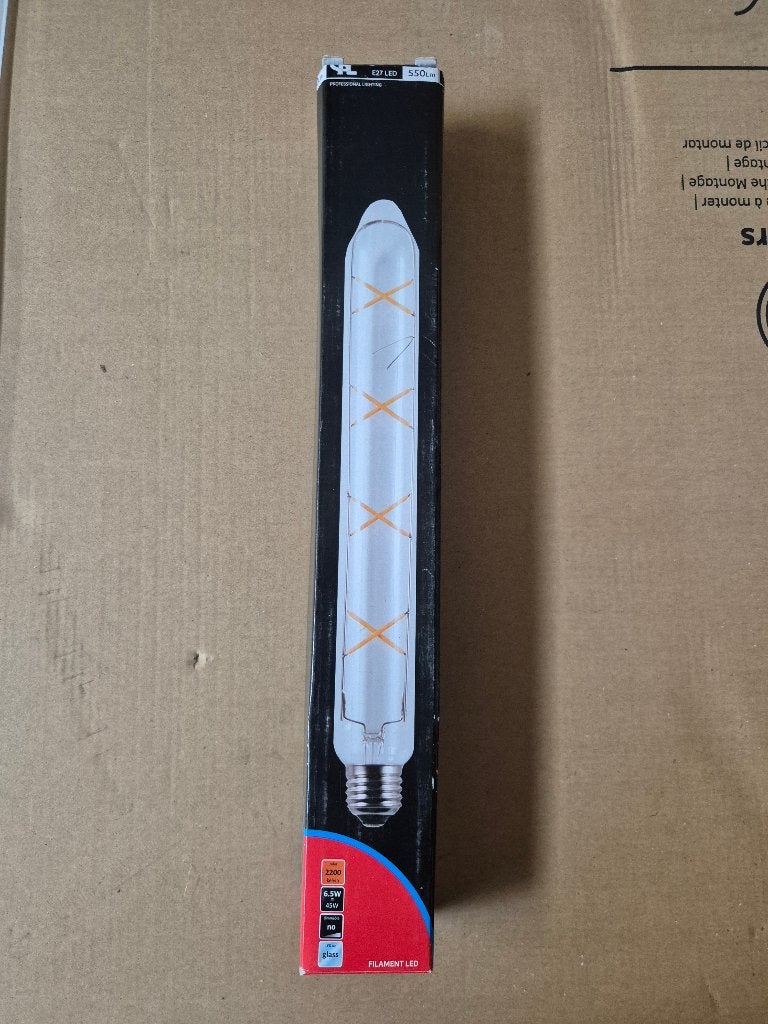 LED-filament buislamp E27, 550lm, 2200K, Ophalen of Verzenden, Nieuw, Glas, Minder dan 50 cm