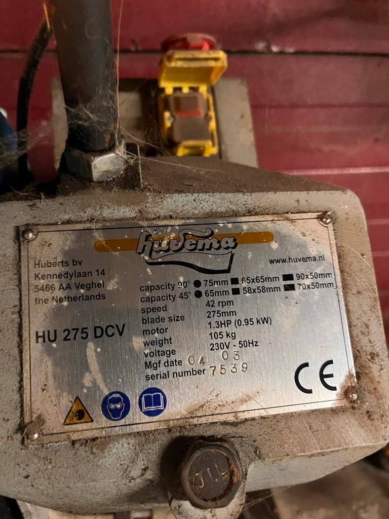 Huvema HU 275 DCV Afkortzaag - Krachtig en Betrouwbaar, Ophalen, Gebruikt, 70 mm of meer, 600 tot 1200 watt