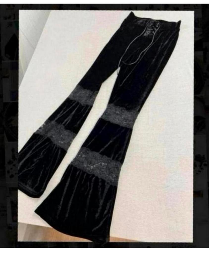 Killstar zwarte damesbroek Black Velvet bottoms S - Gothic, Zwart, Ophalen of Verzenden, Zo goed als nieuw, H
