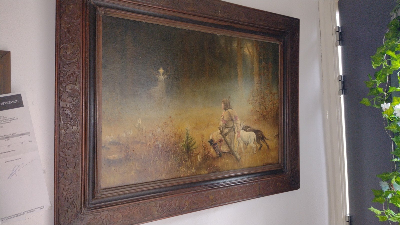oude reproductie het visioen van de heilige Hubertus, Antiek en Kunst, Ophalen