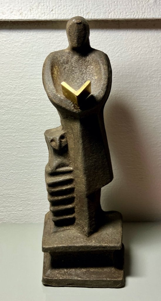 Brutalistisch Beeld 'Lezer met Uil' Boud Ceysens, Antiek en Kunst, Kunst | Beelden en Houtsnijwerken, Beeld, Ophalen of Verzenden