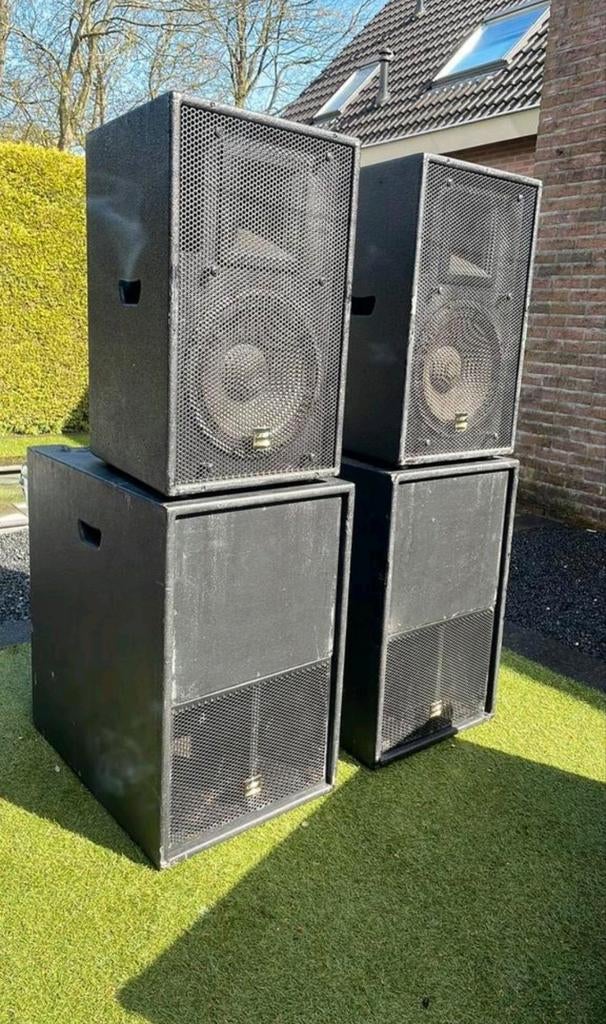 GRF PA speaker set 2 toppen en een sub 950w, Ophalen, Gebruikt, Audio