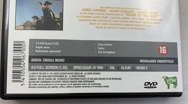 Hour Of The Gun 1967 dvd 2005 regio 2 pal Engels western, 1960 tot 1980, Engels, Vanaf 16 jaar, Verzenden
