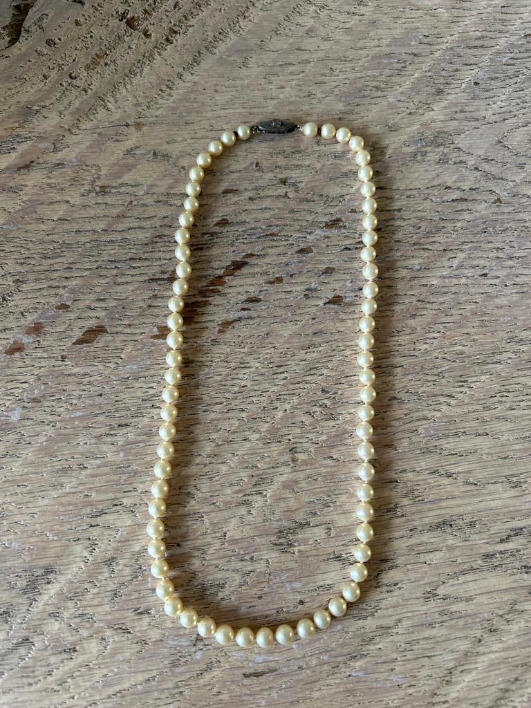 Vintage JKa Kohle Pforzheim Zilveren Parelketting, Ophalen of Verzenden, Gebruikt, Wit, Zilver