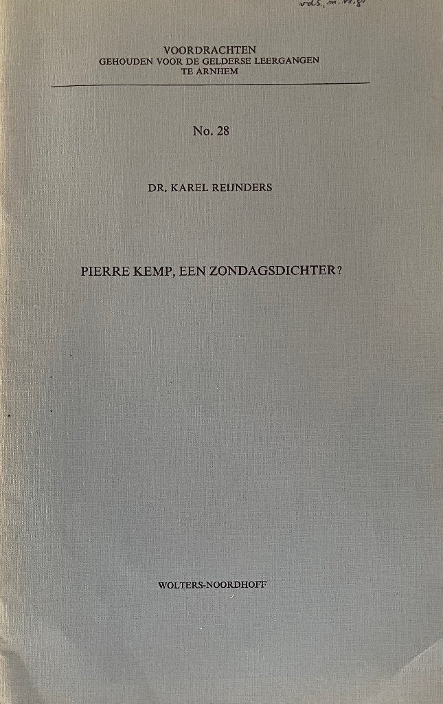 Pierre Kemp, een zondagsdichter? Voordrachten, Gelezen, Ophalen of Verzenden, Nederland, K. Reijnders