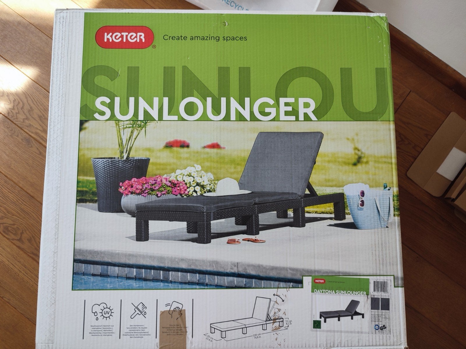 Sunlounger with cushion, Ophalen