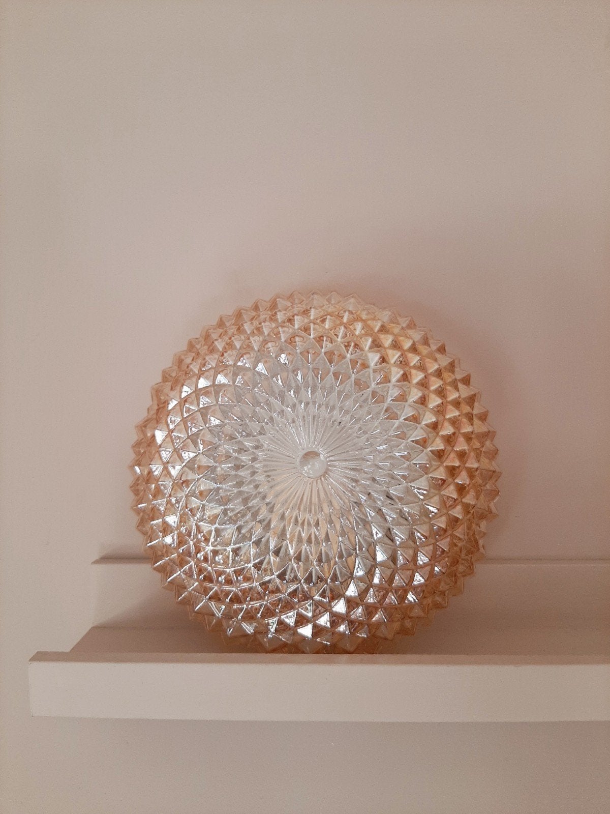 Vintage plafondlamp | plafonniere | Amberkleur, Ophalen of Verzenden